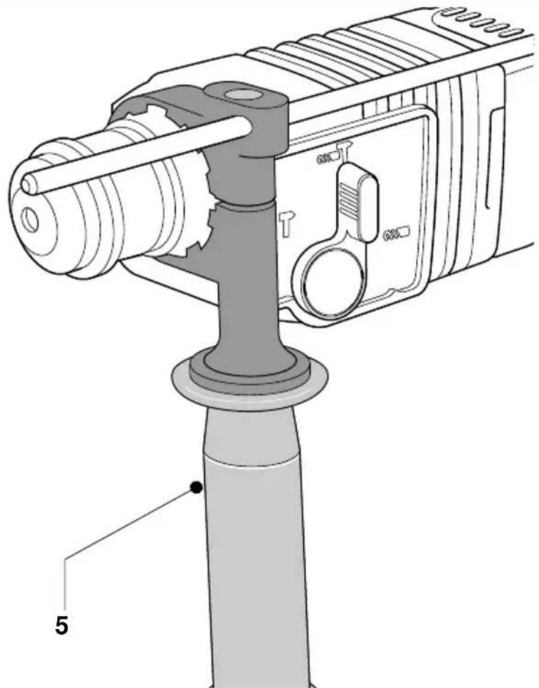 Technical diagram of a mechanical device with labeled parts, showing internal components and part number 5.