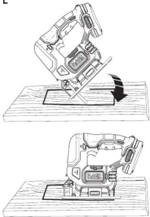 BLACK & DECKER BCS601 - Pocket cutting (Fig. L) - 1