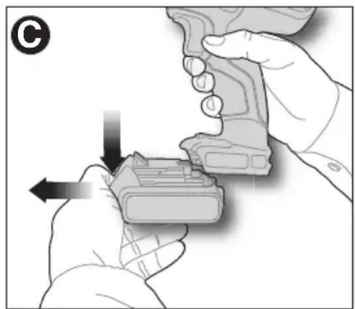 BLACK & DECKER LDX220 - INSTALLING AND REMOVING THE BATTERY PACK FROM THE TOOL - 2