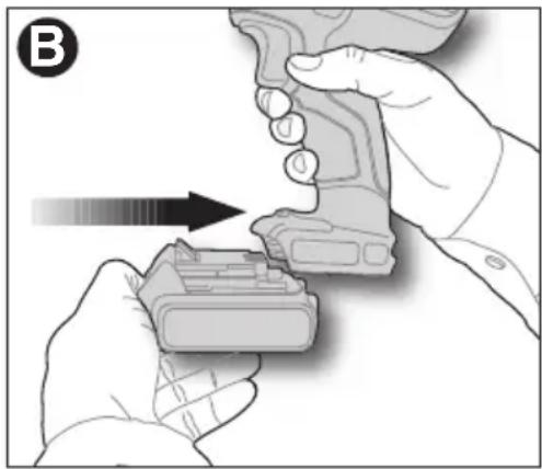BLACK & DECKER LDX220 - INSTALLING AND REMOVING THE BATTERY PACK FROM THE TOOL - 1
