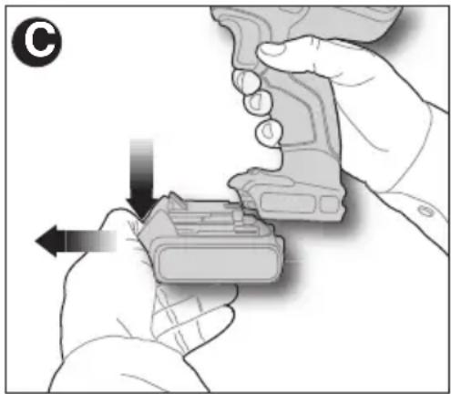 BLACK & DECKER LDX220 - INSERTION ET RETRAIT DU BLOC-PILES DE L'OUTIL - 2