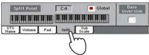 KORG PA300 - Régler le point de partage ('Split Point') - 1