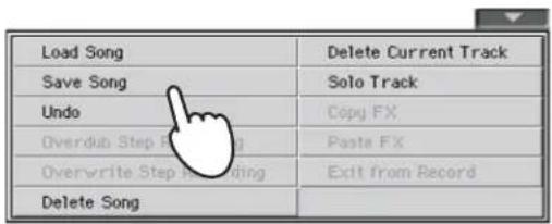 KORG PA300 - Sélectionnez la commande "Save Song" pour ouvrir la fenêtre de dialogue "Save Song". - 1