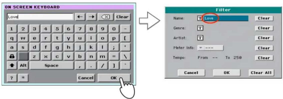 KORG PA300 - Recherche d'entrées - 5