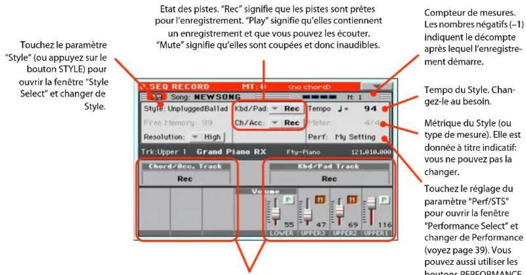 KORG PA300 - Réglage des paramètres d'enregistrement - 1