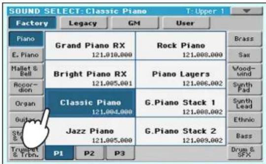 KORG PA300 - Sélectionnez un son dans la fenêtre "Sound Select" puis appuyez sur le bouton EXIT pour fermer la fenêtre. - 1