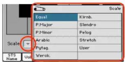 KORG PA300 - Menu déroulants - 1