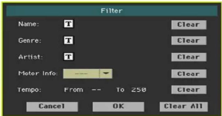 KORG PA1000 - Ouvrir la page 'Filter' - 1