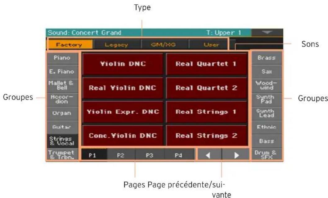 KORG PA1000 - Ouvrir une fenêtre de sélection - 1