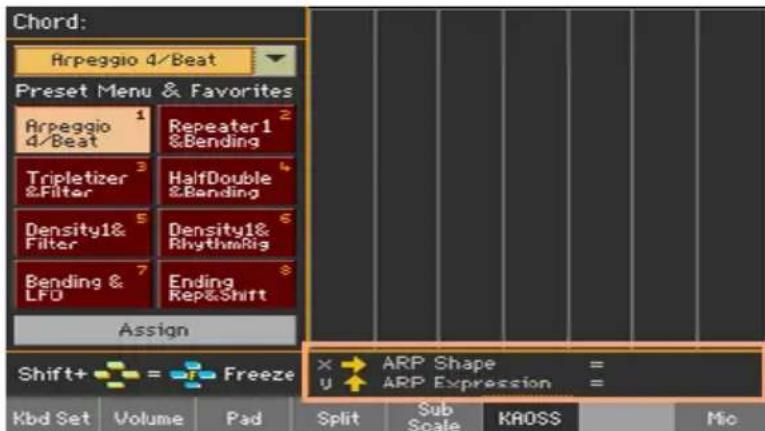 KORG PA1000 - Utilisation du pad KAOSS: - 1