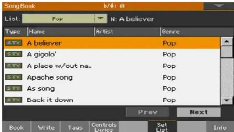 KORG PA1000 - Selectionner la Set List - 1