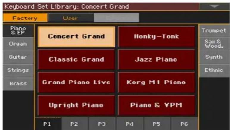 KORG PA1000 - Choisir un Keyboard Set de la bibliothèque - 3