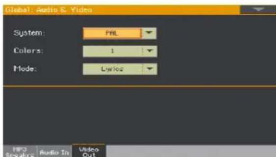 KORG PA1000 - Afficher la page 'Video Out' - 1
