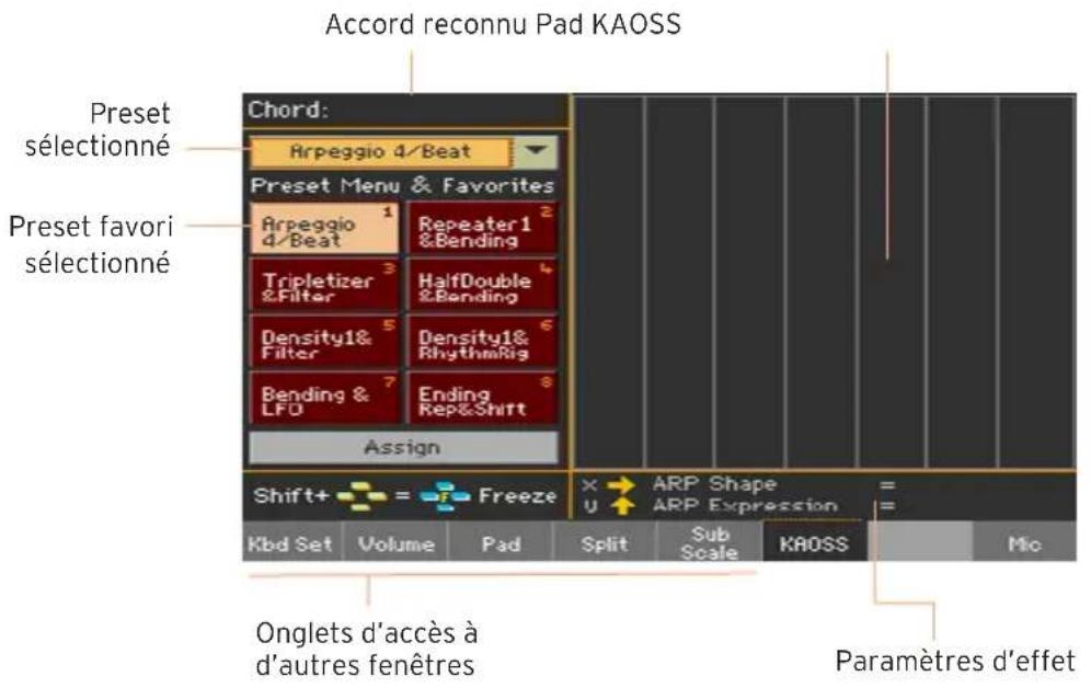 KORG PA1000 - Afficher la page 'KAOSS' - 1