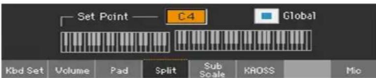 KORG PA1000 - Changer le point de partage avec le panneau avant - 2