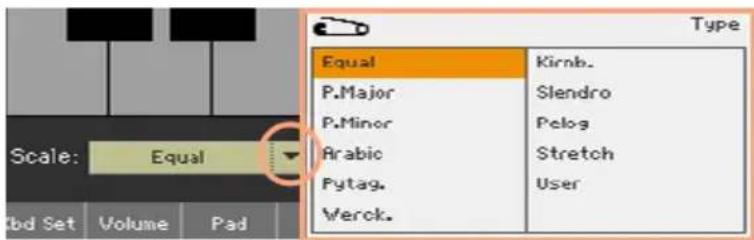 KORG PA1000 - Menu déroulants - 1