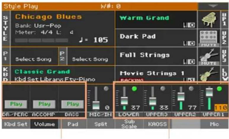 KORG PA1000 - Régler le volume d'un son à l'écran - 1