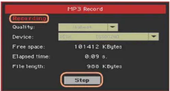KORG PA1000 - Lancer l'enregistrement MP3 - 1