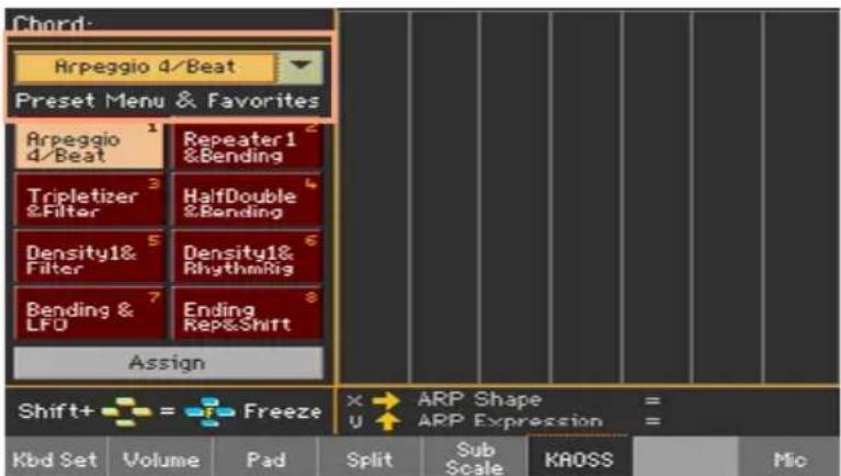 KORG PA1000 - Choisir un preset KAOSS de la bibliothèque - 1