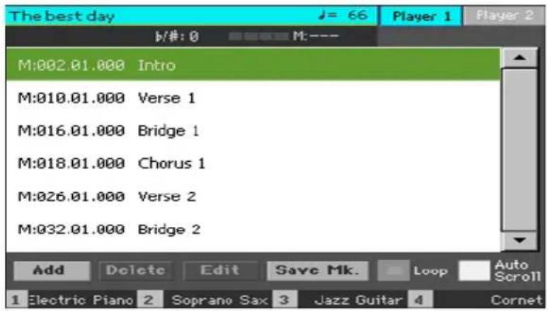 KORG PA1000 - Placer des marqueurs de position dans un morceau - 1
