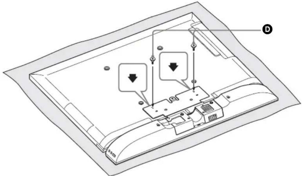 SONY WS40SE1B - Fixez la barre de son au téléviseur à l'aide des vis prévues pour le support de fixation (argent) (D). - 1