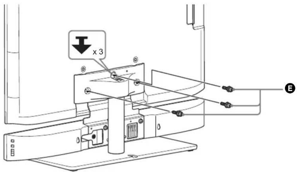 SONY WS40SE1B - Fixez le téléviseur sur la partie supérieure du pied à l'aide des vis prévues à cet effet (+PSW M5 × 20 mm) (E). - 1