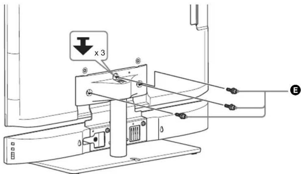 SONY WS32SE1B - Fixez le téléviseur sur la partie supérieure du pied à l'aide des vis prévues à cet effet (+PSW M5 × 20 mm) (E). - 1