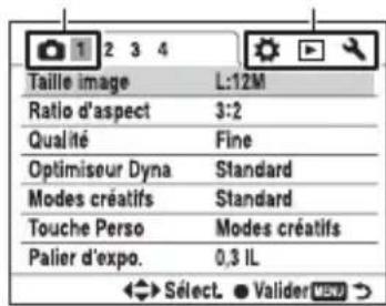 SONY Alpha DSLRA700Z - Déplacez le multi-sélecteur vers «/» pour sélectionner la page du menu désirée. - 1
