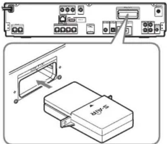 SONY WAHTSBP1 - Inserte el transmisor inalámbrico (suministrado con launidad principal S-AIR) en la ranura de launidad principal S-AIR. - 1