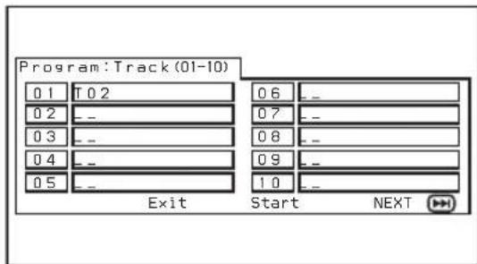 Program:Track(01-10) 0 1 T 0 2 0 2 _ _ 0 3 _ _ 0 4 _ _ 0 5 _ _ Exit Start NEXT