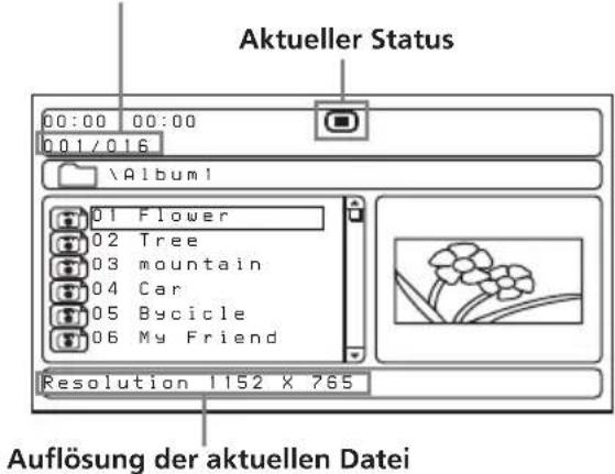 Aktueller Status 00:00 00:00 001/016 \Album1 01 Flower 02 Tree 03 mountain 04 Car 05 Bycicle 06 My Friend Resolution 1152 X 765 Auflösung der aktuellen Datei