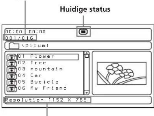Huidige status 00:00 00:00 0.01/016 \Album1 01 Flower 02 Tree 03 mountain 04 Car 05 Bycicle 06 My Friend Resolution 1152 X 765