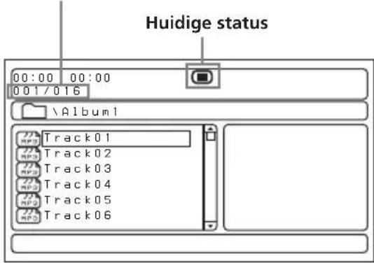 Huidige status 00:00 00:00 001/016 \Album1 Track01 Track02 Track03 Track04 Track05 Track06
