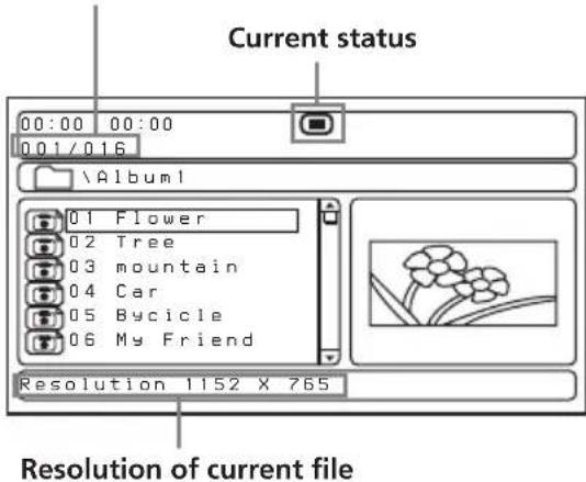 Current status 00:00 00:00 001/016 \Album1 01 Flower 02 Tree 03 mountain 04 Car 05 Bycicle 06 My Friend Resolution 1152 X 765 Resolution of current file