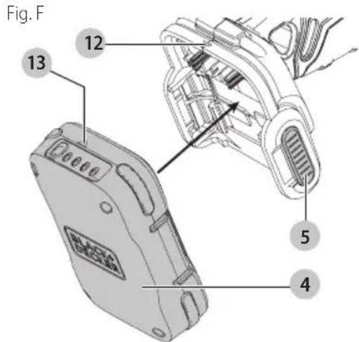 BLACK & DECKER BCL101 - Instalación y desinstalación de Fuente de energia GoPak 2 en 1 en una herramenta electrica (Fig. F) - 1