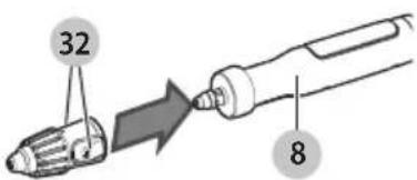BLACK & DECKER HSMC1300FX - Attaching steam jet nozzle - Fig. G - 1