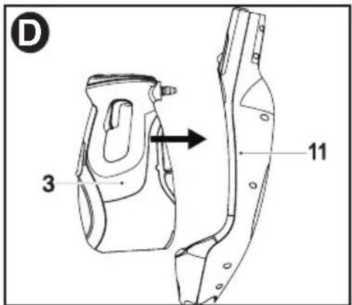 BLACK & DECKER BDH1855SM - FIXATION DE L'ACCESSION DE BALAI A VAPEUR PORTATIF - Fig. D - 1