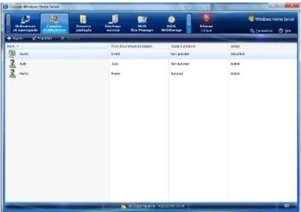 ASUS TS mini - Comptes utilisateurs - 1