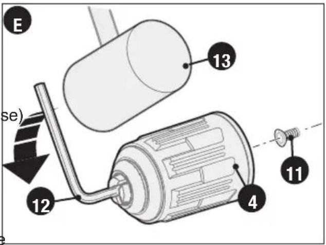 BLACK & DECKER DR260C - Retrait et fixation du mandrin (fig. E) Mandrin sans clé (modèles DR260, DR340) - 1