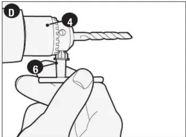 BLACK & DECKER DR260C - Chuck and key (DR560) (fig. D) - 1