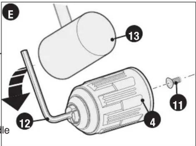 BLACK & DECKER DR260C - Removing and attaching the chuck (fig. E) Keyless chuck (DR260, DR340) - 1