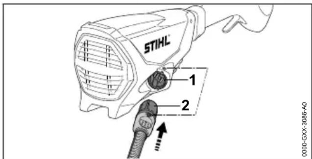 STIHL FSA 130 R - Branchement de la fiche du cordon d'alimentation électrique - 1