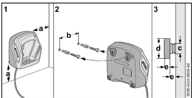 STIHL HSA 56 - Fixation du chargeur au mur - 1