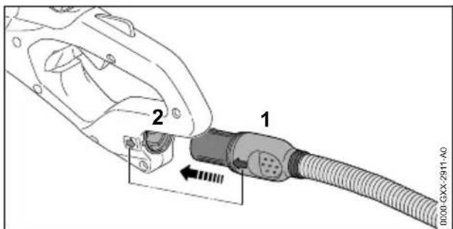 STIHL HSA 94 R - Inserire la spina del cavo di collegamento - 1