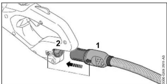 STIHL HSA 94 R - Stekker van de aansluitkabel aansluiten - 1