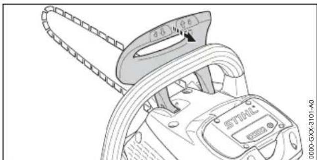STIHL MSA 220 CB - Desserrage du frein de chaine - 1
