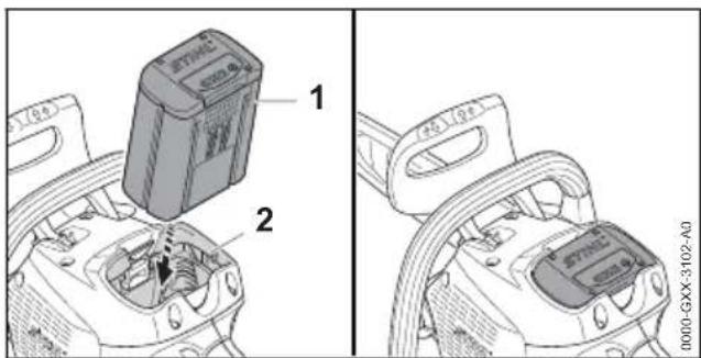 STIHL MSA 220 CB - Inserire la batteria - 1