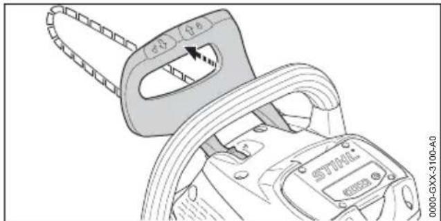 STIHL MSA 220 CB - Engagement du frein de chaine - 1