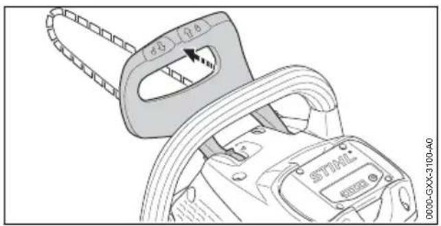 STIHL MSA 220 CB - Engaging the Chain Brake - 1