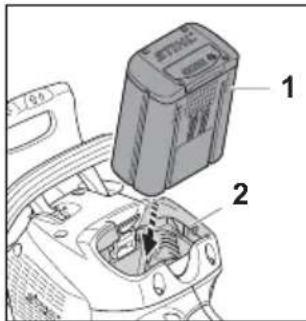 STIHL MSA 220 CB - Mise en place de la batterie - 1
